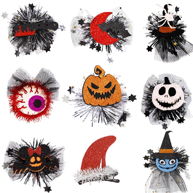 Wholesale Halloween Spider Pumpkin Net Hair Clip for Children's Party Decoration