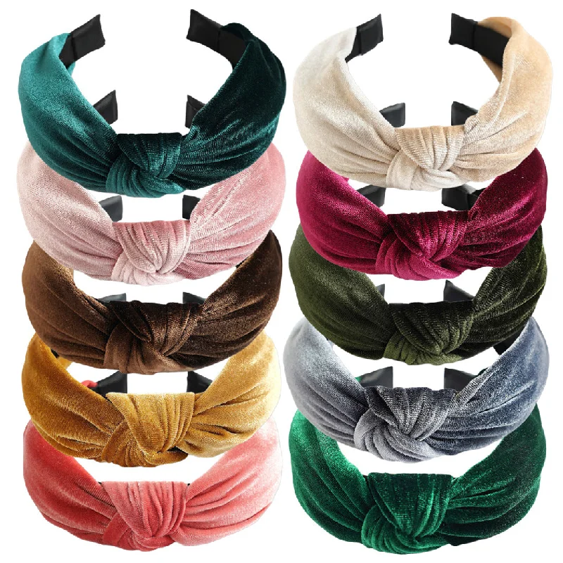 Wholesale Velvet Candy Color Wide Edge Headband