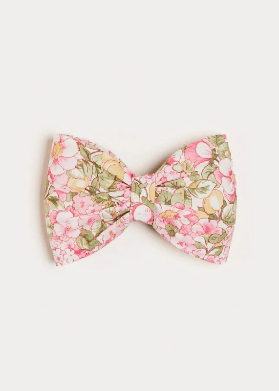 Eloise Floral Print Medium Bow Clip in Pink