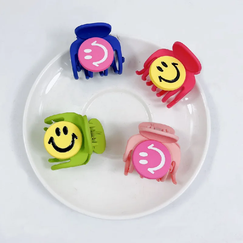 Wholesale Candy Color Smiley Metal Hair Clips