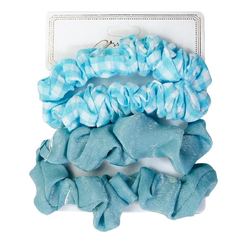 Plaid Hair Scrunchies Bobbles Soft Hair Ties Ropes 4pcs