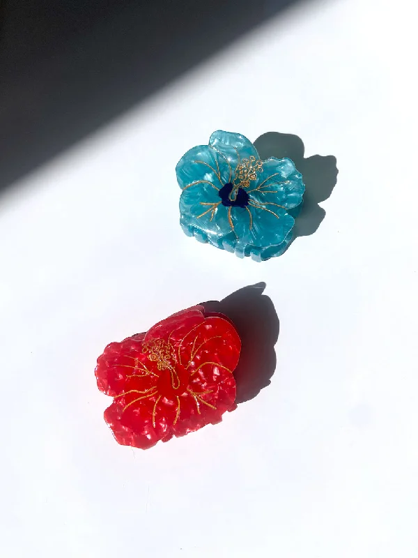 Hand-painted Hibiscus Flower Claw Hair Clip | Eco-Friendly