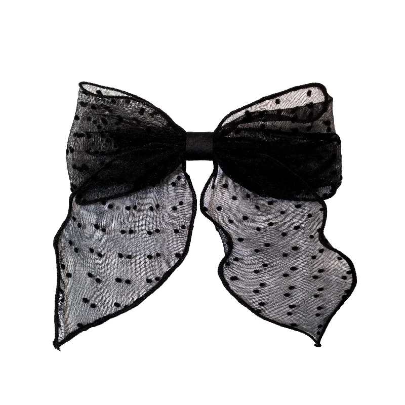 Bow Barrette in Sheer Noir