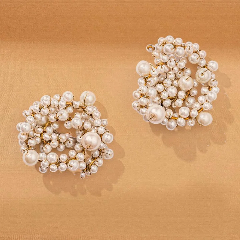 Off-White Embellished Pearl Hair Pins - Set of 2