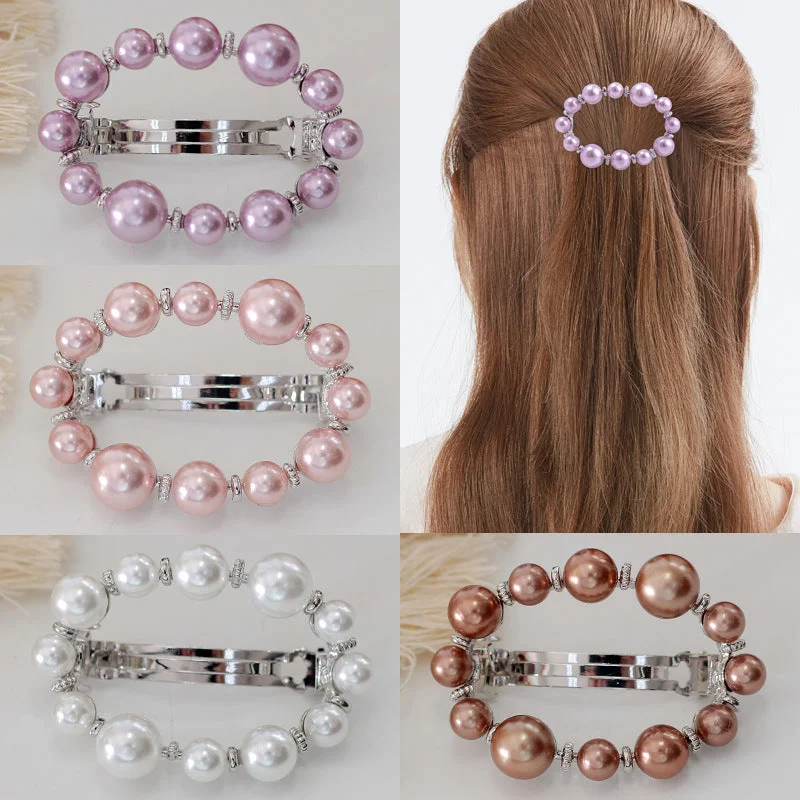 Wholesale Pearl Hollow Alloy Spring Clip with Diamond