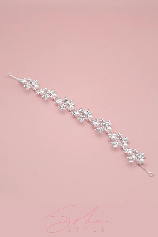 Silver Sassafras and Pearls Headband