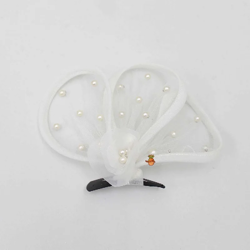 Twisted White Net Hair Clip