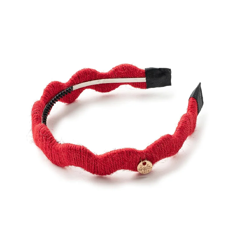 Halo Luxe Goldie Woolen Wave Headband - Red