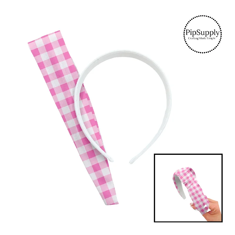 Bubble Pink Plaid DIY Knotted Headband Kit