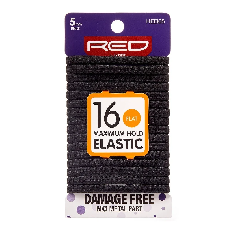 Red by Kiss Maximum Hold Flat Elastic Black 5mm 16ct