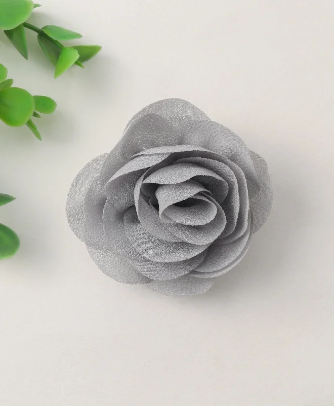 Delicate Rose Alligator Clip - Grey