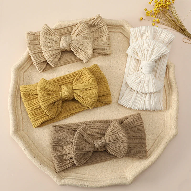 Wholesale Bow Knot High Stretch Nylon Jacquard Baby Headband