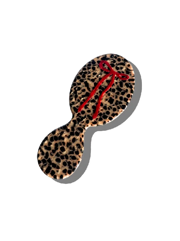 Hand-painted Compact Leopard Bow 2-1 Perfect Daily Brush | Eco-Friendly