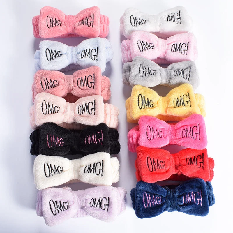 Wholesale Flannel Face Wash Makeup Bow Knot Plush Headband