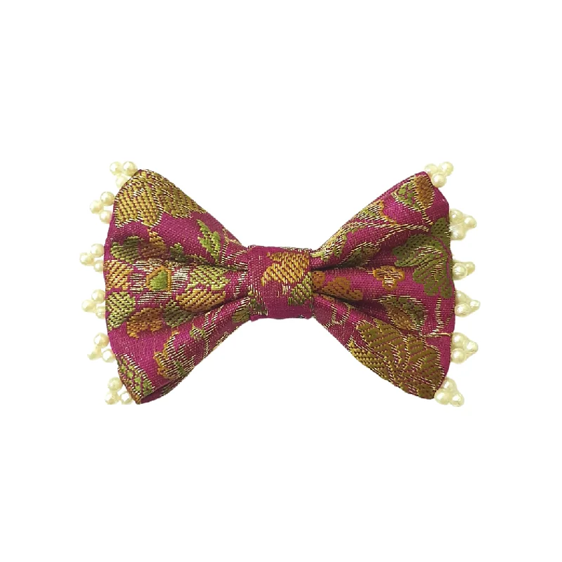 Ethnic Bow Alligator Clip - Pink