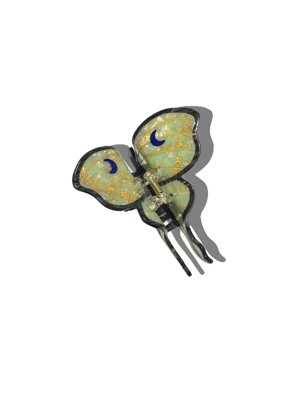 Hand-painted Luna Moth Claw Hair Clip | Eco-Friendly