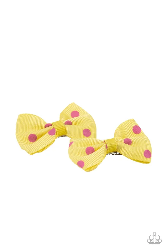 Polka Dot Drama Yellow Hair Clip - Paparazzi Accessories