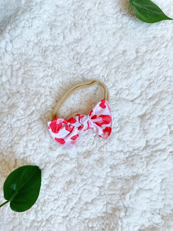 Nylon Headband - Pink Cheetah Hearts