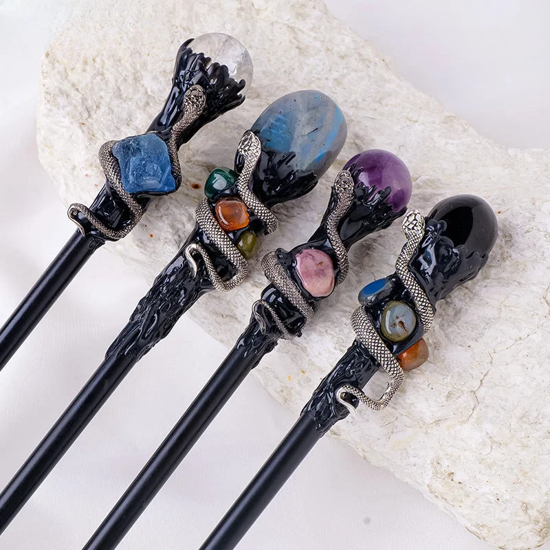 Wholesale Natural Crystal Ball Rolling Magic Wand Halloween Hairpin