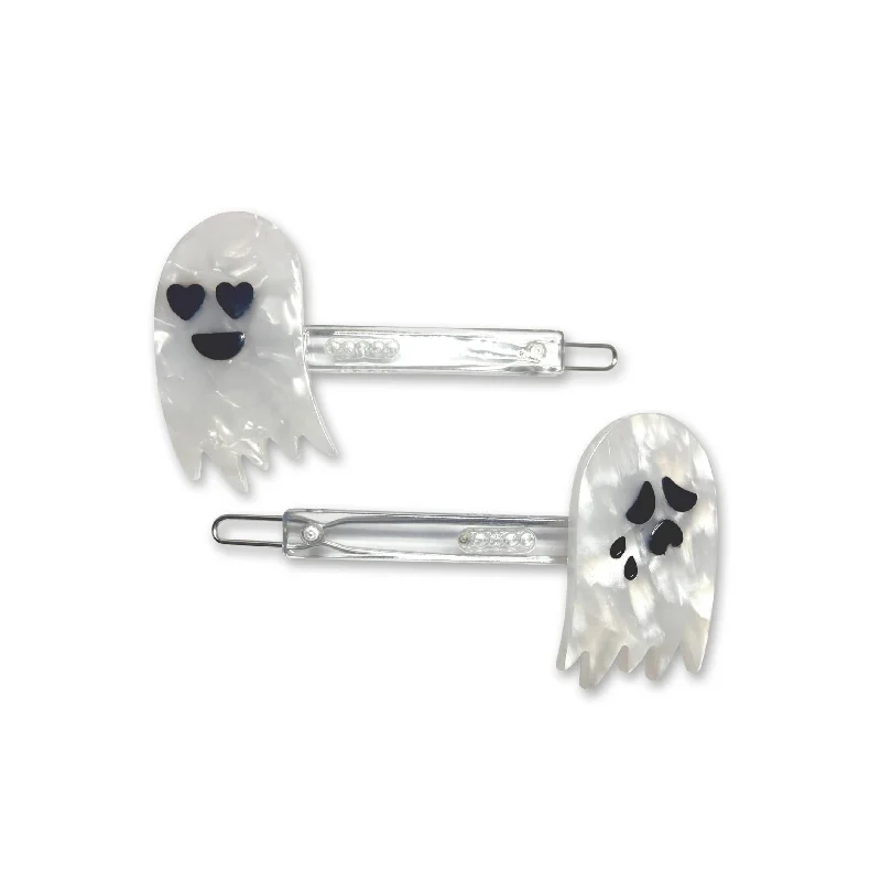 Happy & Sad Ghosts Acetate Hair Clip Pair