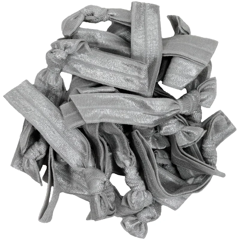 Silver Ribbon Hair Ties - 20 Pack