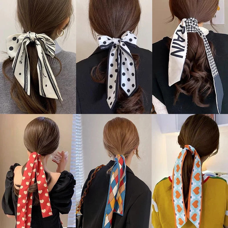 Wholesale Vintage Silk Scarf Hair Band Cloth Hair Scrunchies