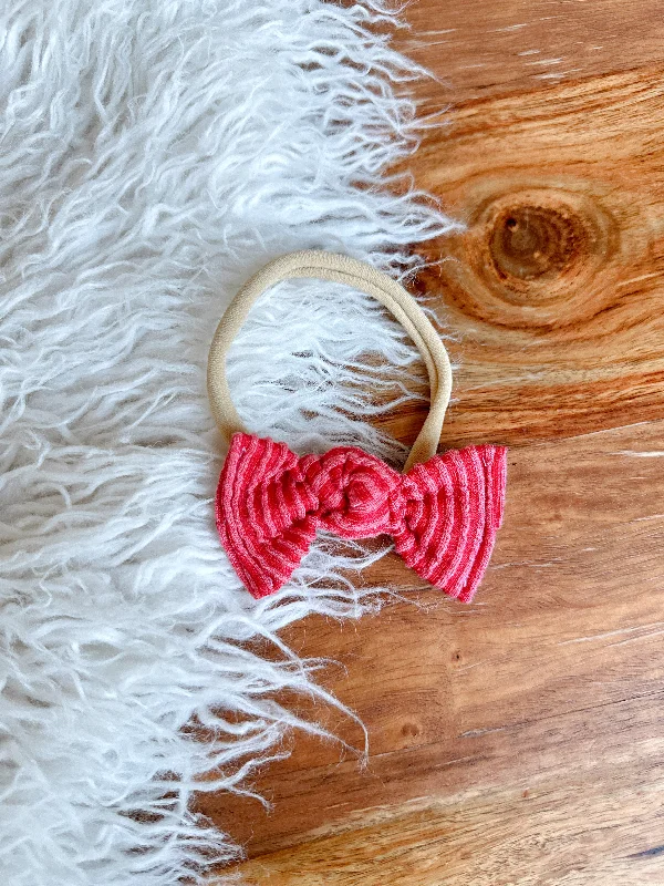 Nylon Headband - Wavy Ribbed Candy Red