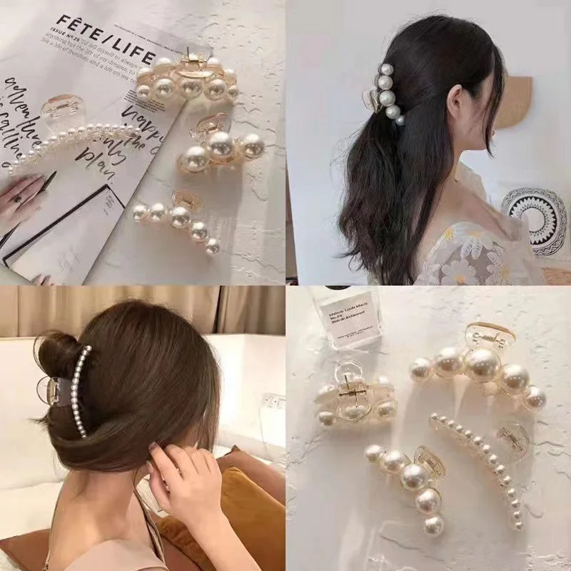 Wholesale Pearl Hairpin Small Flower Rhinestone Side Imitation Pearls Hair Clips