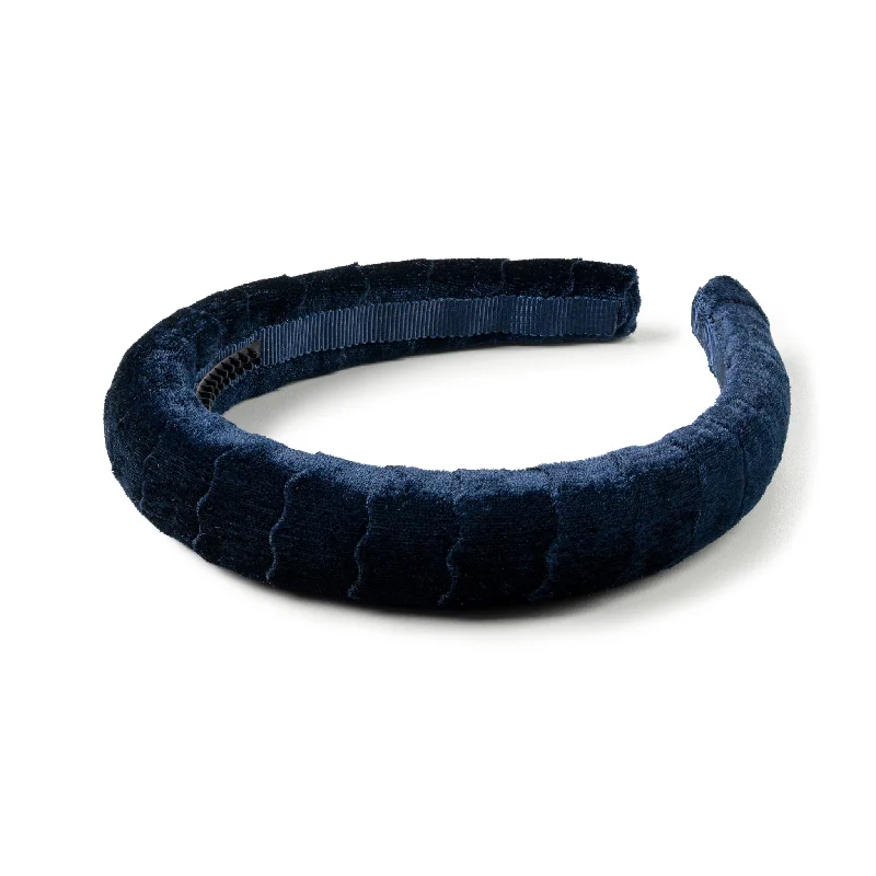 Halo Luxe Ava Scalloped Velvet Headband - Navy