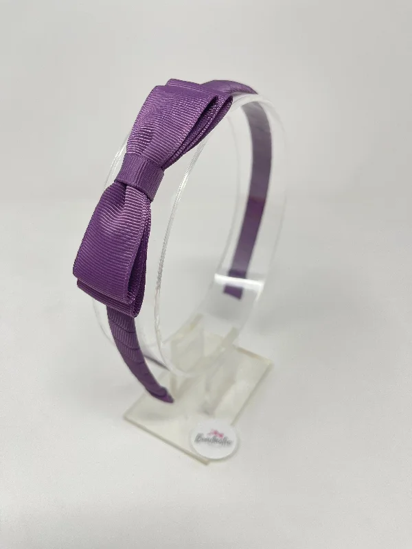 3 Inch Flat Bow Alice Band - Amethyst