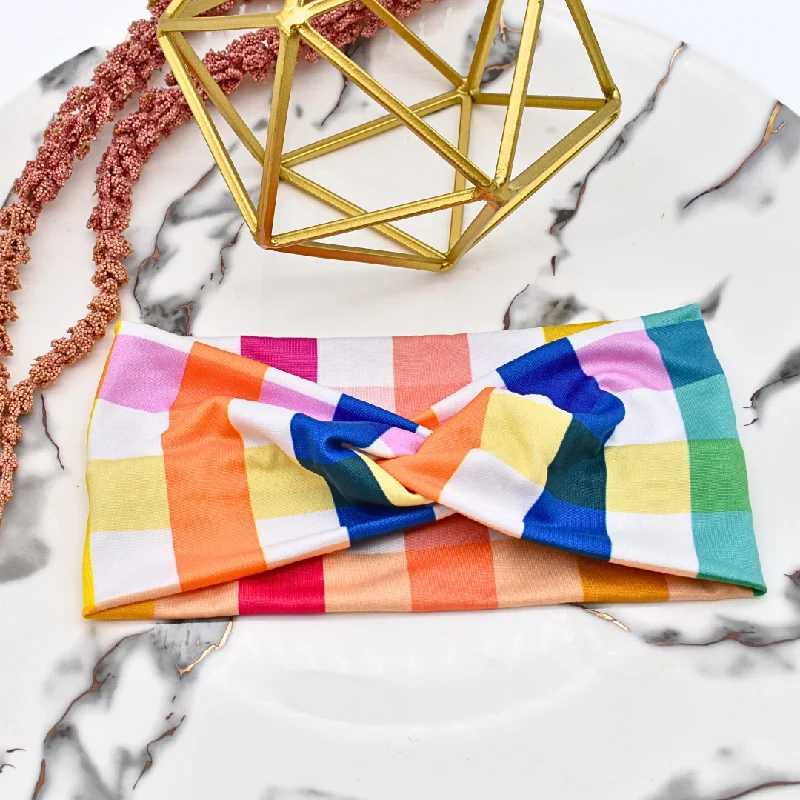 Colorful checkered full headband