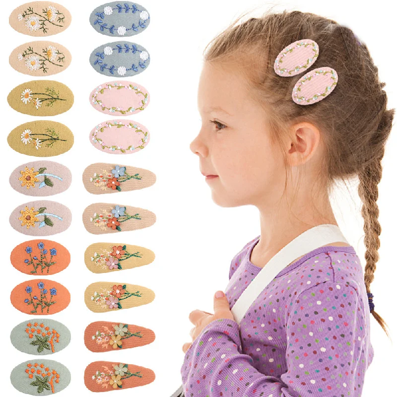 Wholesale Fabric Embroidery Three-dimensional Small Flowers Hair Clips