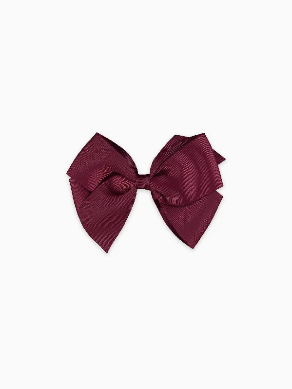 Burgundy Big Bow Girl Clip