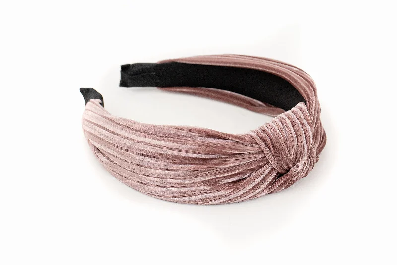 Blush Velvet Ribbed Headband