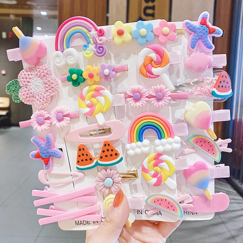 Wholesale Resin Cartoon Children's Hair Clip Set of 14