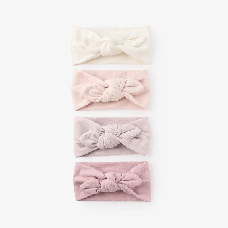 Brushed Cotton Knotted Bow Headband 4 Pack