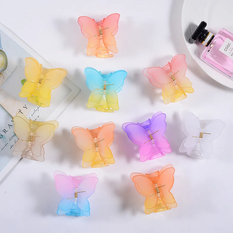 Wholesale Butterfly Gradient Matte Resin Hair Clips