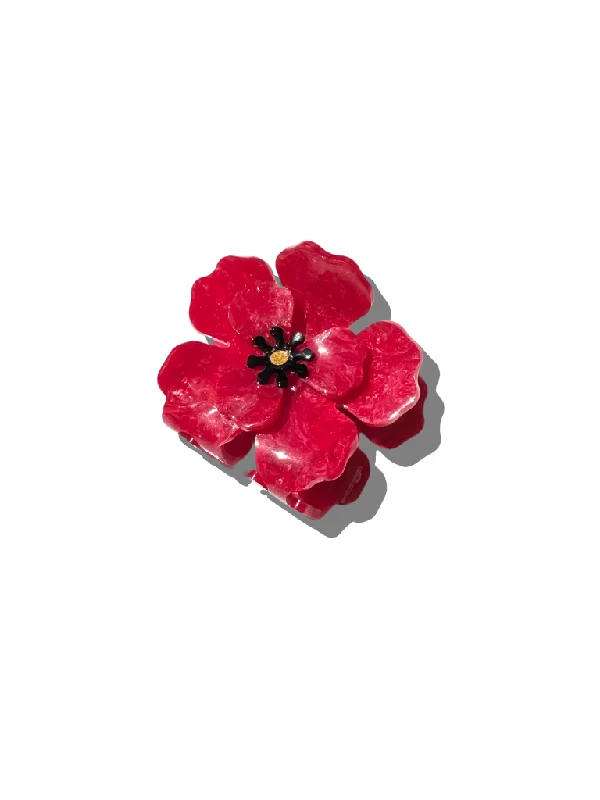 Handmade Origami Red Poppy Flower Claw Hair Clip