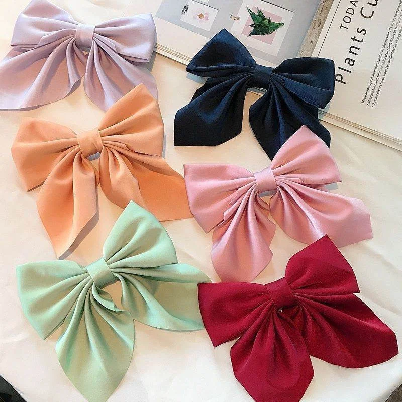 Wholesale Solid Color Fabric Sweet Bow Hair Clip