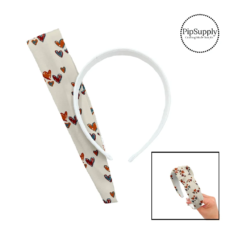 Doodle Hearts on Cream DIY Knotted Headband Kit