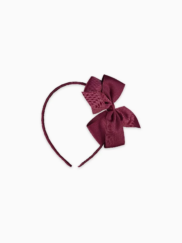 Burgundy Big Bow Girl Headband