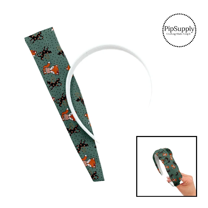 Bows, Dots, and Foxes on Teal DIY Knotted Headband Kit