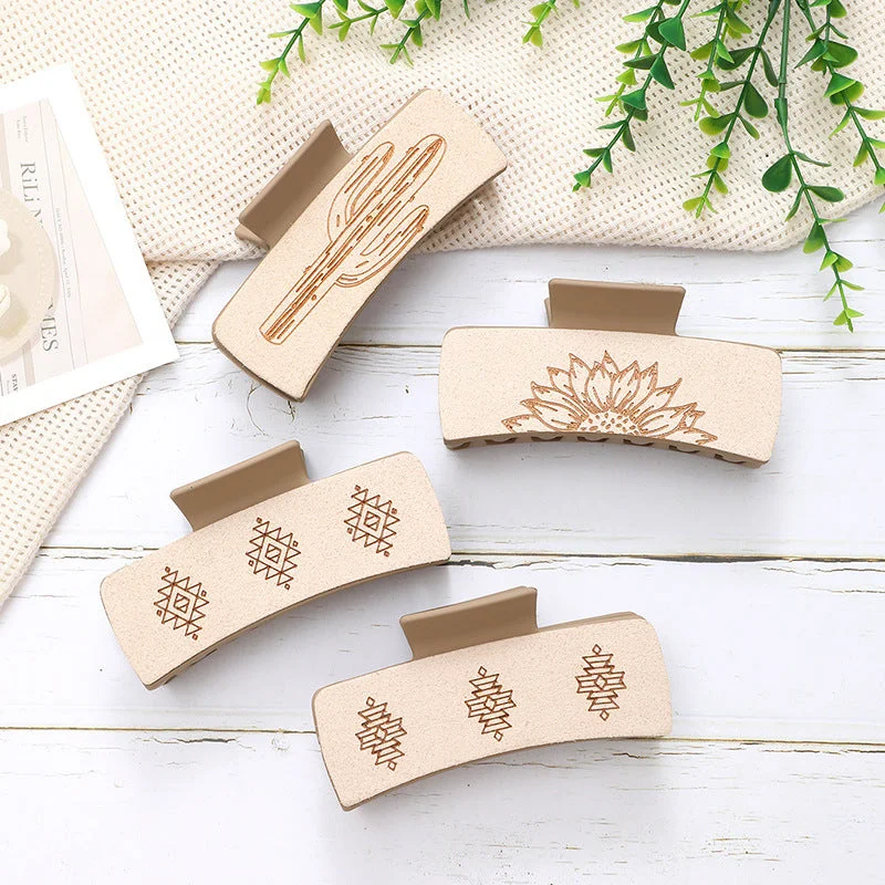 Wholesale Fresh and Simple Western Style Carved Cactus Sunflower Hair Clips