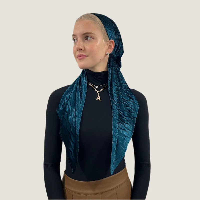 Jade Velvet Wave Pre-Tied Scarf