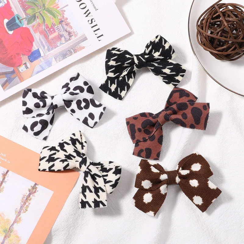 Wholesale Milk Pattern Fabric Bow Hair Clips