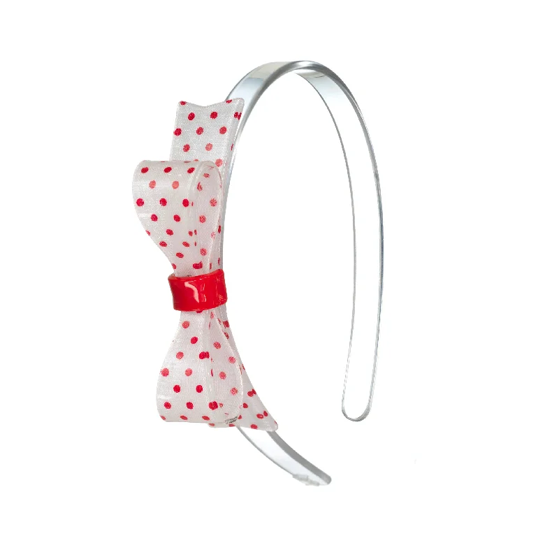 Bowtie Dotted Red and White Headband -VAL24