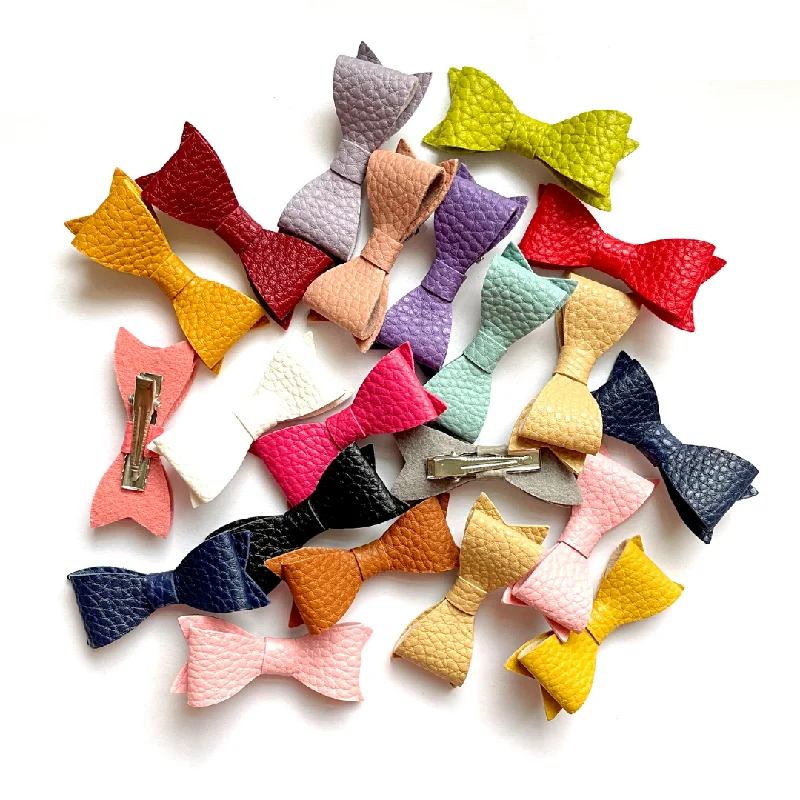 Petite Leather Mini Bow Hair Clip (Pick your color)