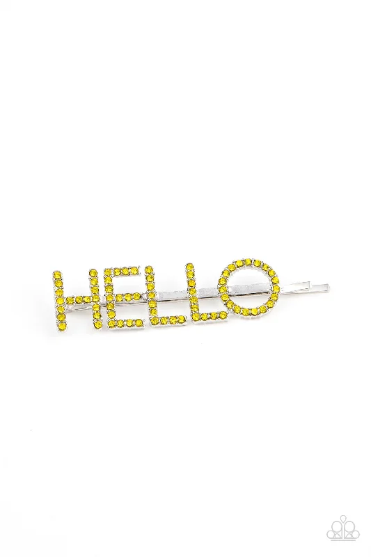 Hello There Yellow Hair Clip - Paparazzi Accessories