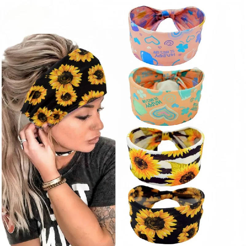 Wholesale Boho Yoga Sports Printed Solid Color Headband