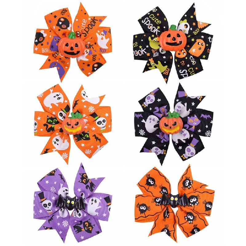 Wholesale Halloween Dress Up Bat Ghost Fabric Kids Hair Clips